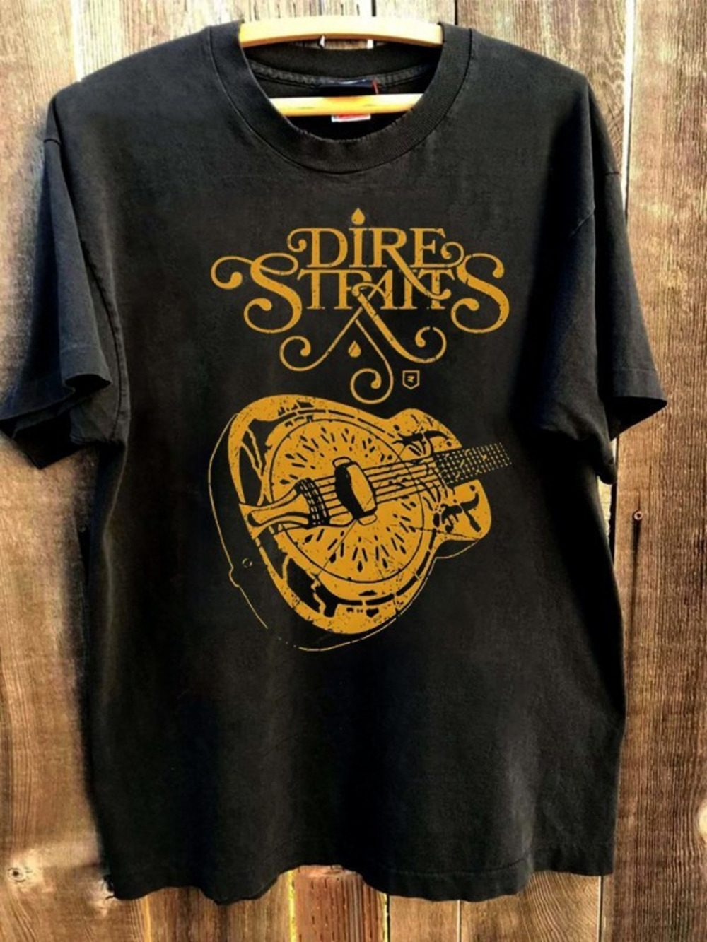 Dire Straits Band Logo 90s Retro Style Black T Shirt